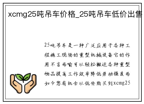 xcmg25吨吊车价格_25吨吊车低价出售