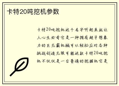 卡特20吨挖机参数